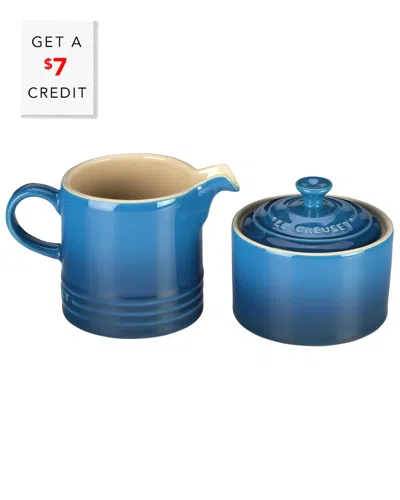 Le Creuset Cream And Sugar Set With $7 Credit In Blue