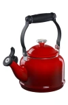 Le Creuset 1.25 Quart Enamel On Steel Demi Tea Kettle In Cerise