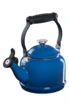 Le Creuset 1.25 Quart Enamel On Steel Demi Tea Kettle In Marseille/silver