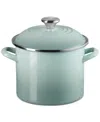 Le Creuset 8-quart Enameled Stainless Steel Stock Pot In Sea Salt