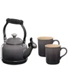Le Creuset Enamel-on-steel Demi Kettle & Stoneware Mug Set In Gray