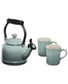Le Creuset Enamel-on-steel Demi Kettle & Stoneware Mug Set In Gray