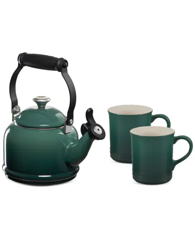 LE CREUSET ENAMEL-ON-STEEL DEMI KETTLE & STONEWARE MUG SET
