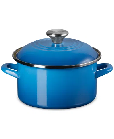 Le Creuset Enamel On Steel Petite Stockpot 3.8 Qt. In Blue