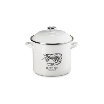 Le Creuset Enamel On Steel Traditional Shrimp Stockpot With Lid, 10 Qt. - White