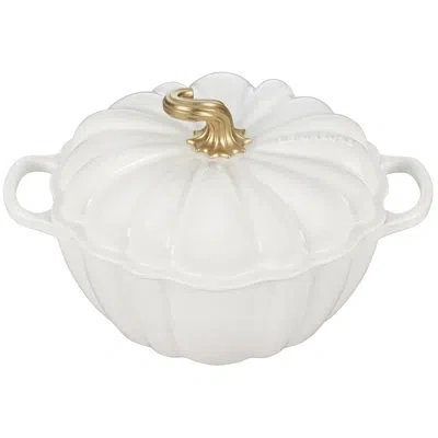 Le Creuset Enameled Cast Iron 4 Qt. Pumpkin Shaped Dutch Oven With Lid In White