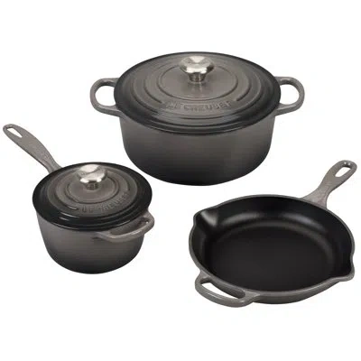Le Creuset Enameled Cast Iron Oval Dutch Oven With Lid In Oyster,silver