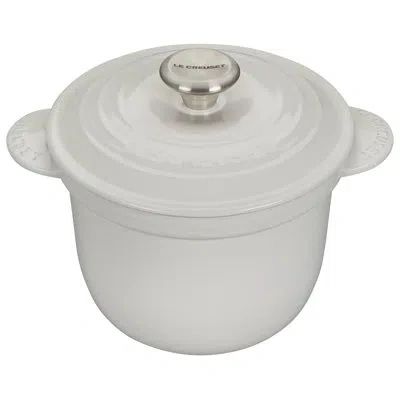 Le Creuset Enameled Cast Iron Rice Pot With Lid And Steamer Insert In White