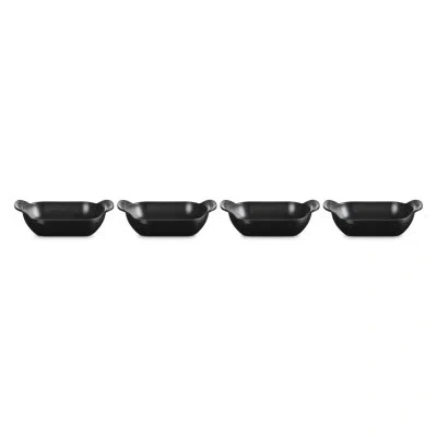Le Creuset Enameled Cast Iron Set Of 4 Mini Rectangular Bakers, 1/3 Qt. Each, Matte Black