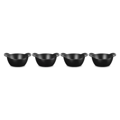Le Creuset Enameled Cast Iron Set Of 4 Mini Round Cocottes, 1/3 Qt. Each, Matte Black