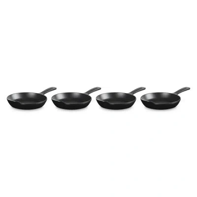Le Creuset Enameled Cast Iron Set Of 4 Mini Skillets, 1/3 Qt. Each, Matte Black