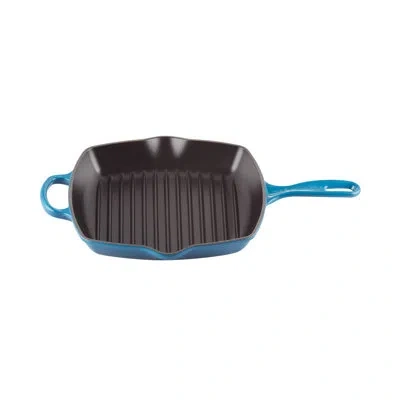 Le Creuset Enameled Cast Iron Signature 10.25" Square Skillet Grill In Marseille Blue
