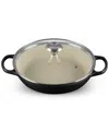 Le Creuset Enameled Cast Iron Signature Round 2.25-qt. Braiser With Glass Lid In Licorice