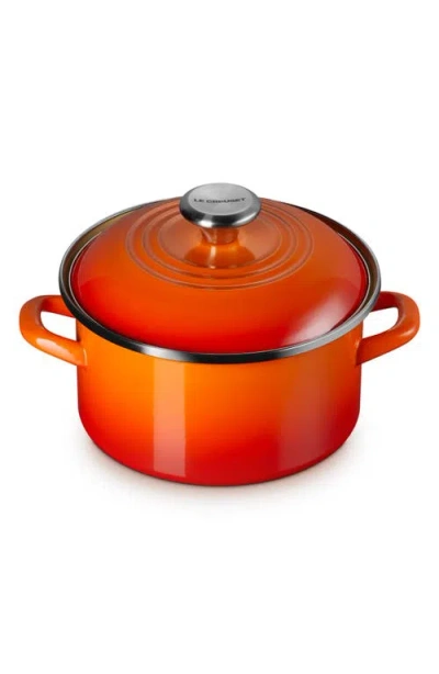Le Creuset Enameled Stainless Steel Petite Stock Pot In Orange