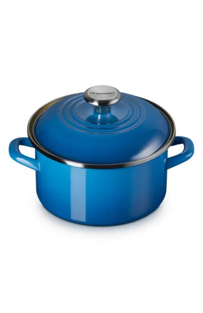 Le Creuset Enameled Stainless Steel Petite Stock Pot In Blue