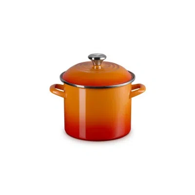 Le Creuset Enamel-on-steel Stockpot With Ss Knob In Orange