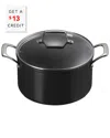 Le Creuset Essential 6.3qt Ceramic Non-stick Stockpot With Glass Lid With $13 Credit In Black