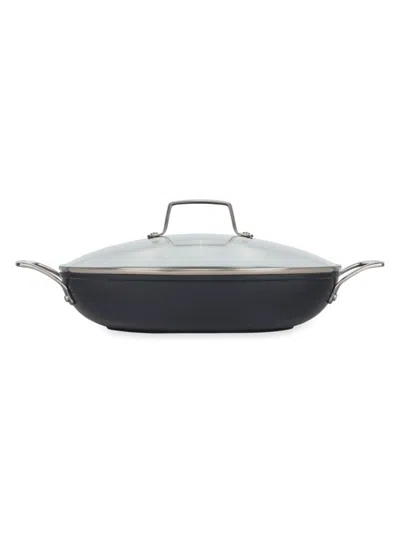 Le Creuset Essential Non-stick Ceramic Shallowbraiser With Glass Lid In Black