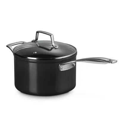 Le Creuset Essential Non-stick Ceramic Saucepan With Glass Lid 4 Qt. In Black