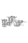 Le Creuset Essentials Stainless Steel 10-pc. Cookware Set In Stainless Steel