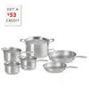 Le Creuset Essential Stainless Steel 10pc Cookware Set With $53 Credit