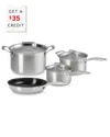 Le Creuset Essential Stainless Steel 7pc Cookware Set With $35 Credit