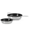 Le Creuset Essential Stainless Steel Set Of 2 Nonstick Frying Pans In Silver