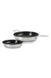 Le Creuset Essential Stainless Steel Set Of 2 Nonstick Frying Pans In Silver