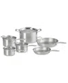 Le Creuset Essentials Stainless Steel 10-pc. Cookware Set In Stainless Steel
