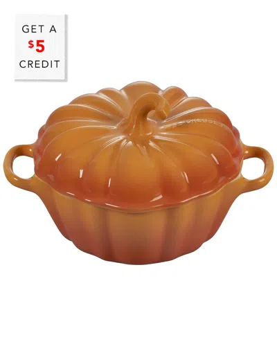 Le Creuset Figural Pumpkin Petite Cocotte With $5 Credit In Orange
