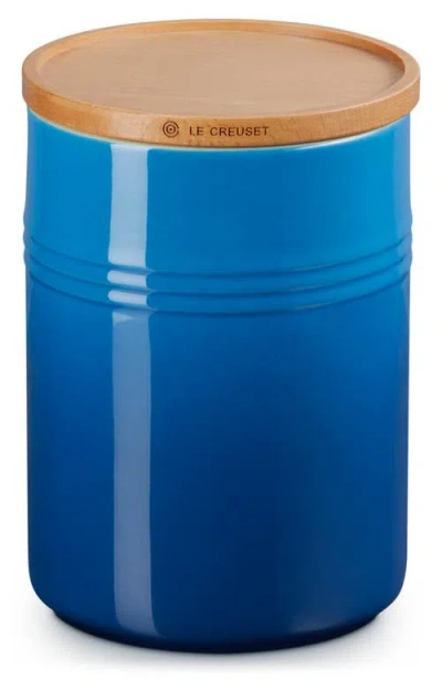 Le Creuset 2.5-quart Stoneware Canister With Wood Lid In Marsielle