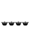Le Creuset Gourmand Set Of 4 1/3-quart Enamel Cast Iron Cocotte With Lid In Matte Black