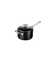 Le Creuset Hard Anodized Aluminum Nonstick 3-qt. Saucepan With Lid In Black