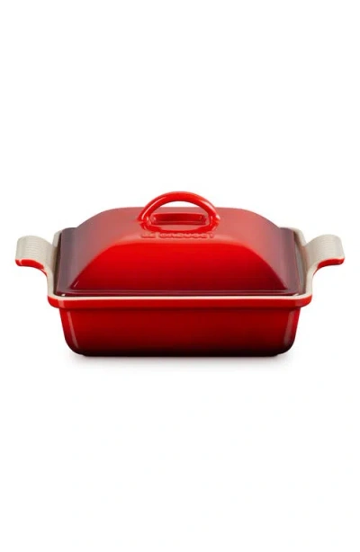 Le Creuset Heritage 2-quart Covered Square Stoneware Casserole In Cerise