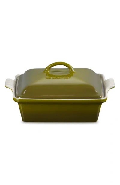 Le Creuset Heritage 2-quart Covered Square Stoneware Casserole In Olive
