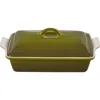 Le Creuset Heritage 4 Quart Covered Rectangular Stoneware Casserole In Olive