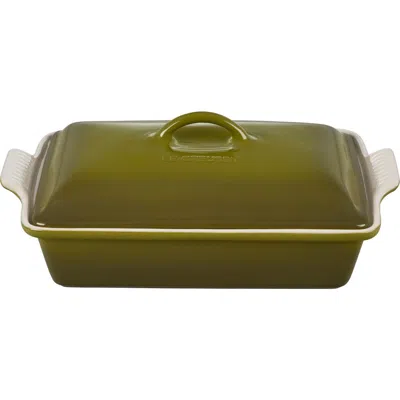 Le Creuset Heritage 4 Quart Covered Rectangular Stoneware Casserole In Olive