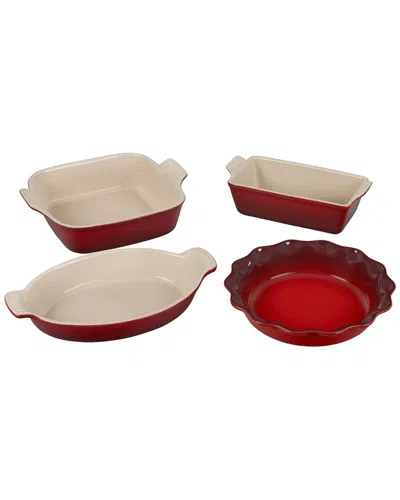 Le Creuset Stoneware 4-pc. Heritage Bakeware Essentials Set In Cerise