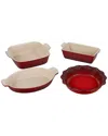 Le Creuset Stoneware 4-pc. Heritage Bakeware Essentials Set In Red