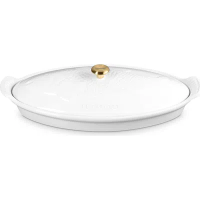 Le Creuset Heritage Covered Stoneware Fish Baker In White