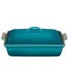 Le Creuset Heritage Stoneware 12" X 9" Covered Rectangular Baking Dish In Caribbean