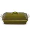 Le Creuset Heritage 4 Quart Covered Rectangular Stoneware Casserole In Olive