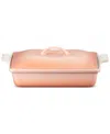 Le Creuset Heritage Stoneware 12" X 9" Covered Rectangular Baking Dish In Peche