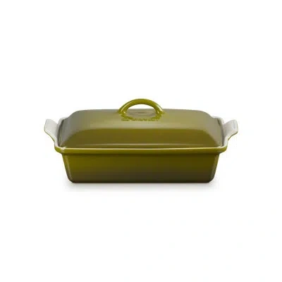 Le Creuset Heritage Stoneware 4 Qt. Rectangular Casserole With Lid In Green