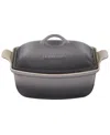 Le Creuset Heritage Stoneware 4.5 Quart Deep Baker With Lid In Oyster