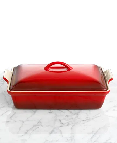 Le Creuset Heritage Stoneware Covered Rectangular Baking Dish, 12" X 9" In Pink