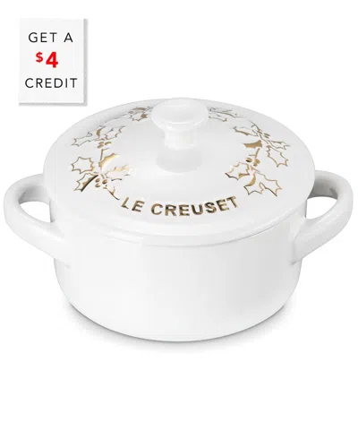 Le Creuset Holly Collection Applique Mini Round Cocotte With $4 Credit