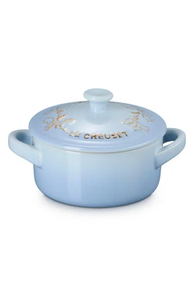 Le Creuset Holly Collection Mini Round Cocotte In Blue