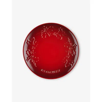 Le Creuset Holly Stoneware Coupe Plate 19cm Cerise In Red