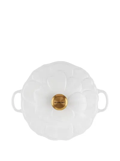 Le Creuset Low Petal Gold-knob Casserole (26cm) In White